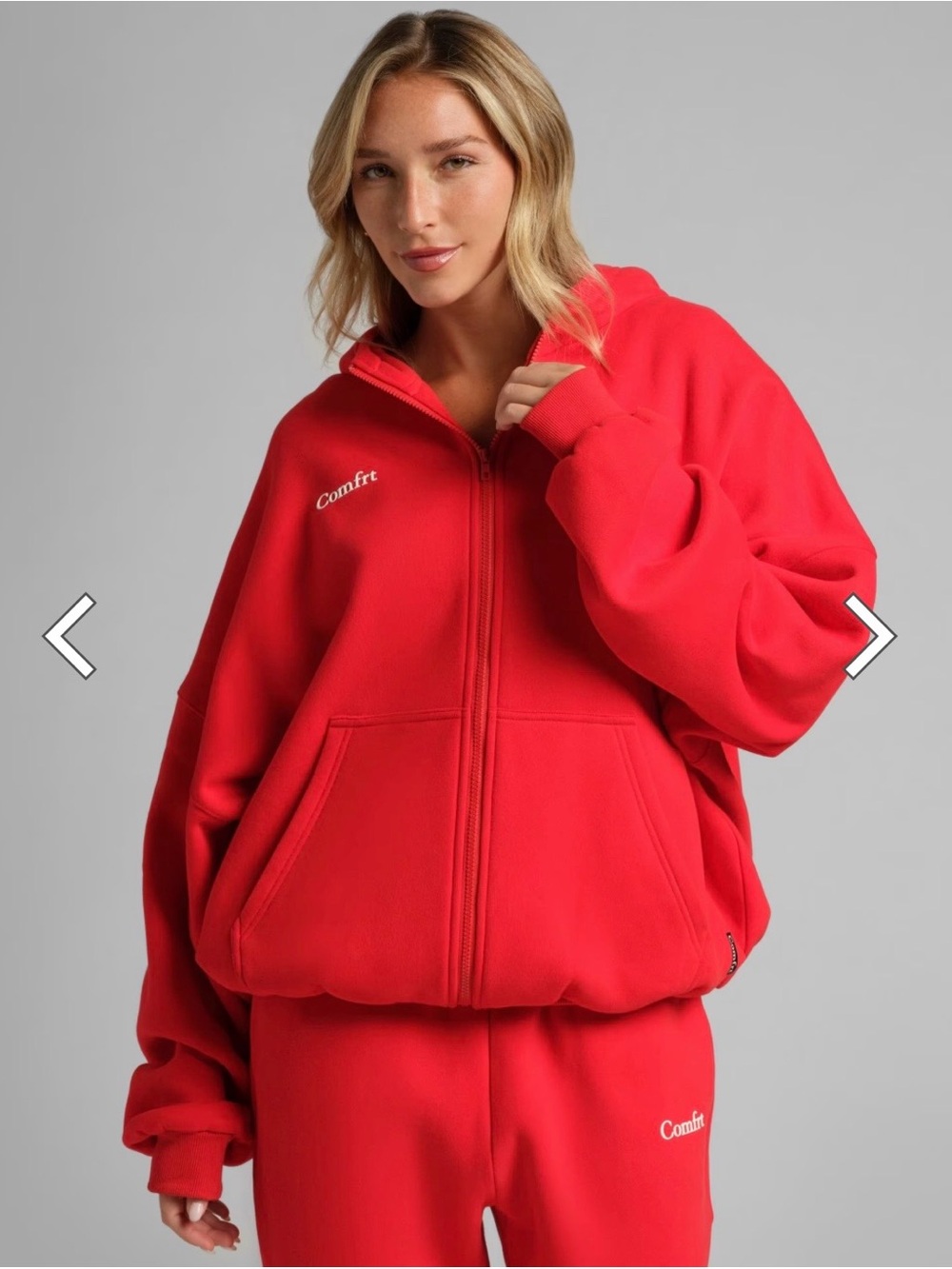 Comftr Women's Red Full-Zip Cloud Zip Hoodie